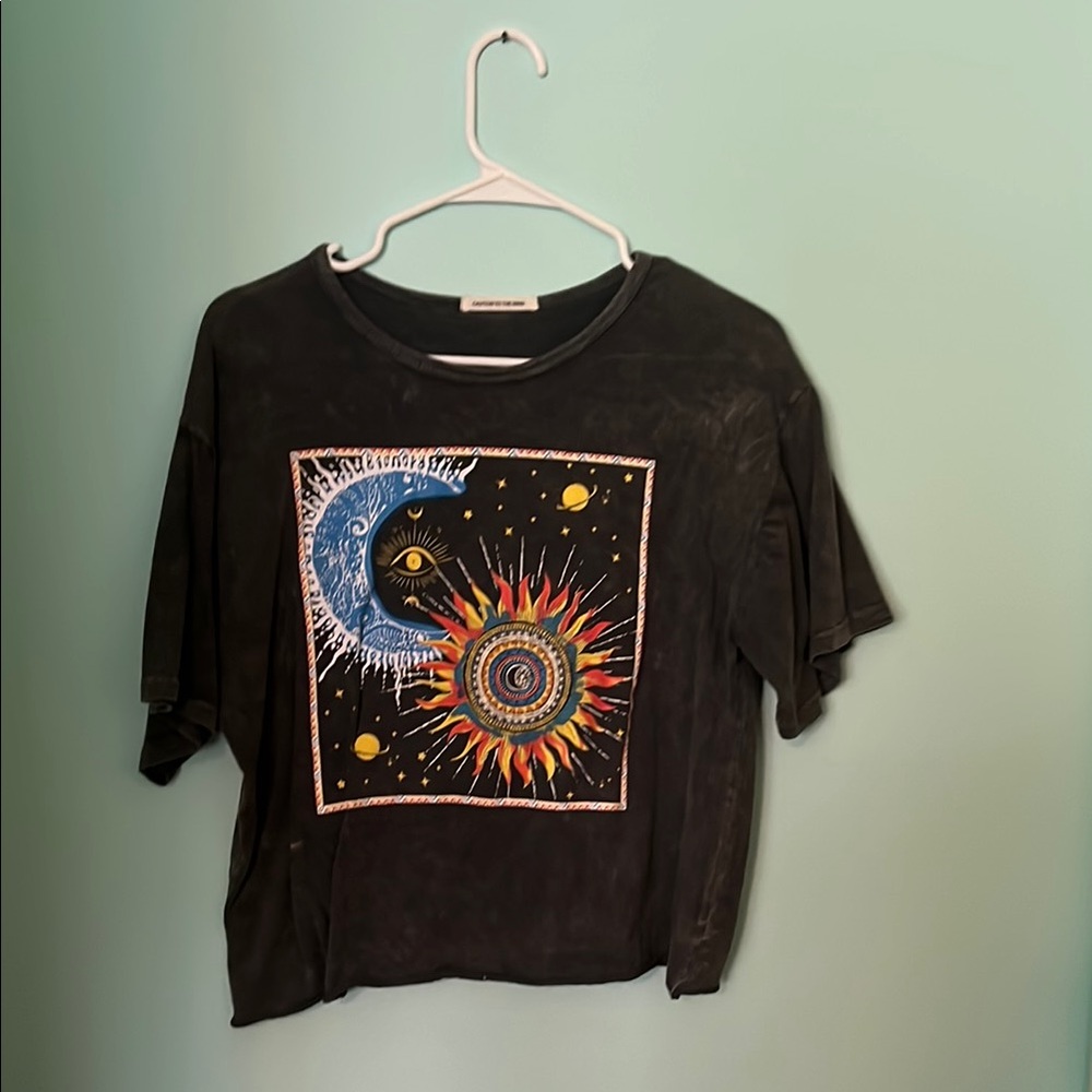 Caution To The Wind Black and Orange Graphic Short Sleeve Tee